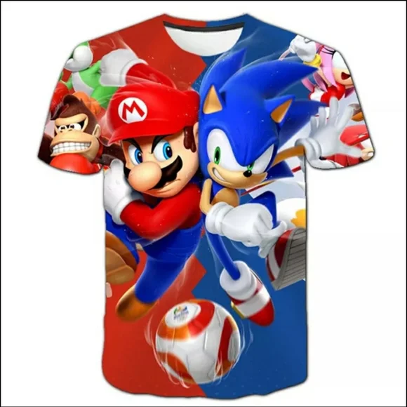 Kids Summer Mario and Sonic T-shirt - Picture 1 of 5